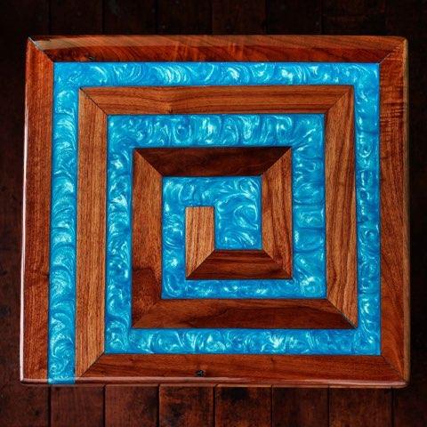 Black Walnut and Blue resin end table