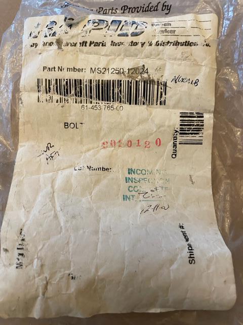 Beechcraft Baron Wing Bolts. Flanged, External Wrenching-Tension Bolt. 12 Point. New.