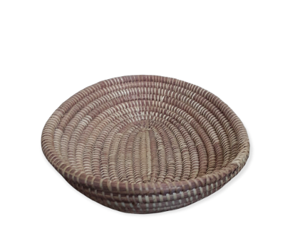 Unique Oval Natural Brown Hand Woven Traditional Senegalese Basket, Decorative storage.