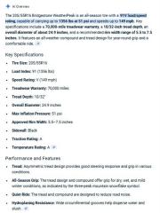 205/65R16 Bridgestone WeatherPeak Tires Set of 4