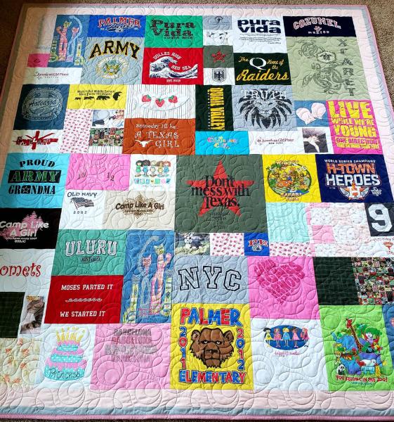 Mosaic T-shirt Quilt with Outer Border.