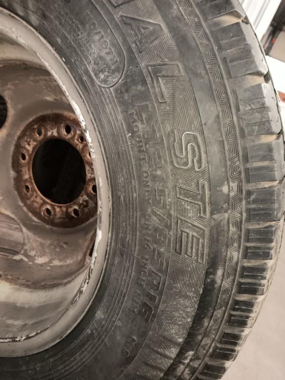 LT215/85R16 Cooper Discoverer Tires on Dually Rims Set of 4