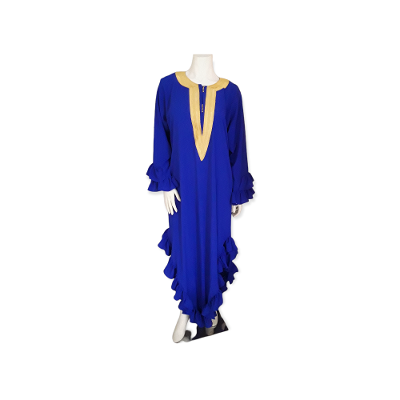 Royal Blue and Gold Embroidered Dress