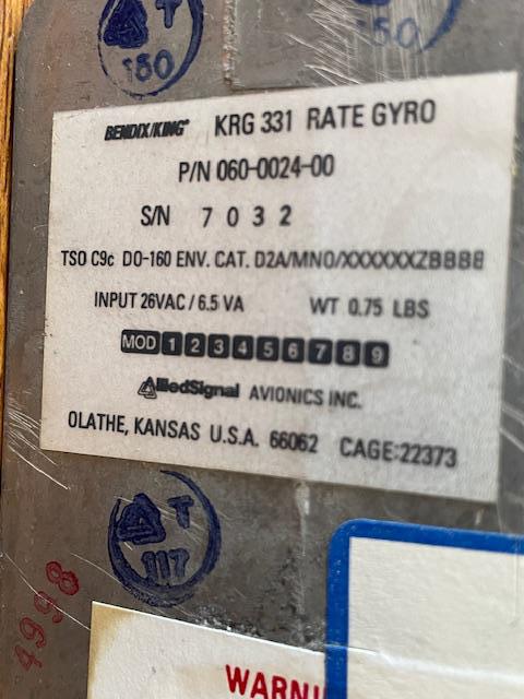 King KRG 331 Yaw Rate Gyro. Form 8130, Used.