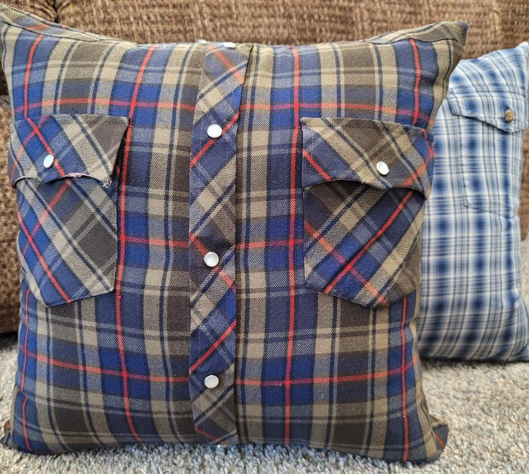 Memory pillow made from Loved Ones Shirts.