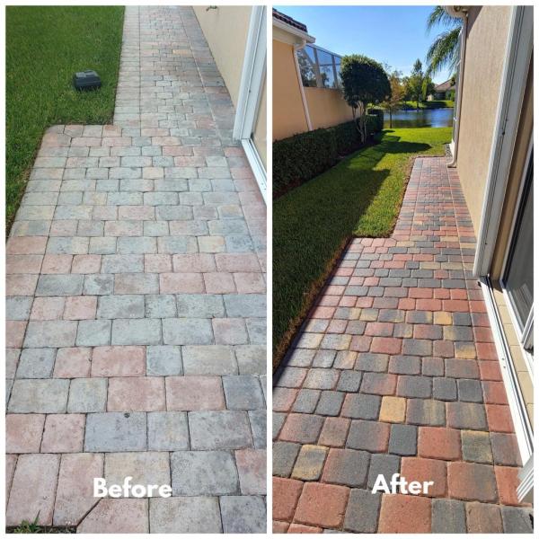 Paver + Concrete Cleaning, Sanding and resealing