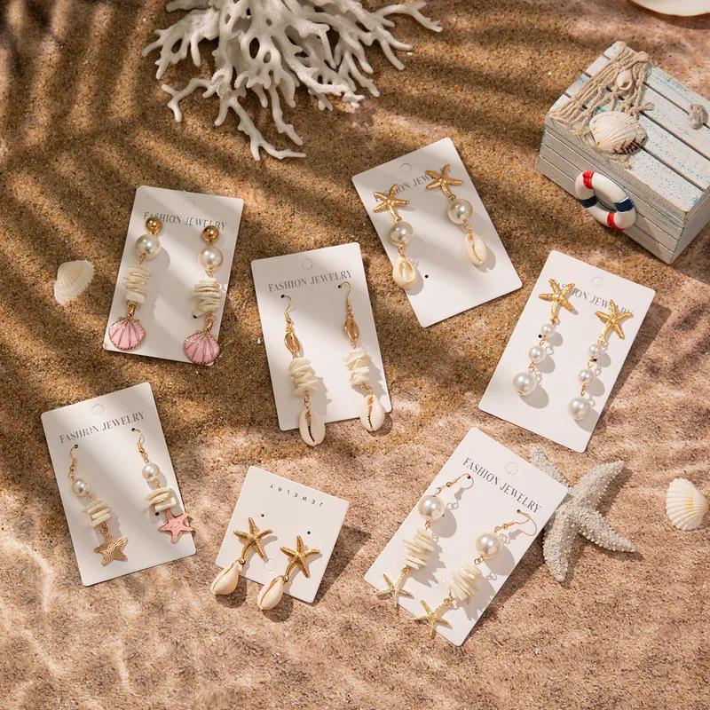 Gold Cowrie Shell Drop Earrings