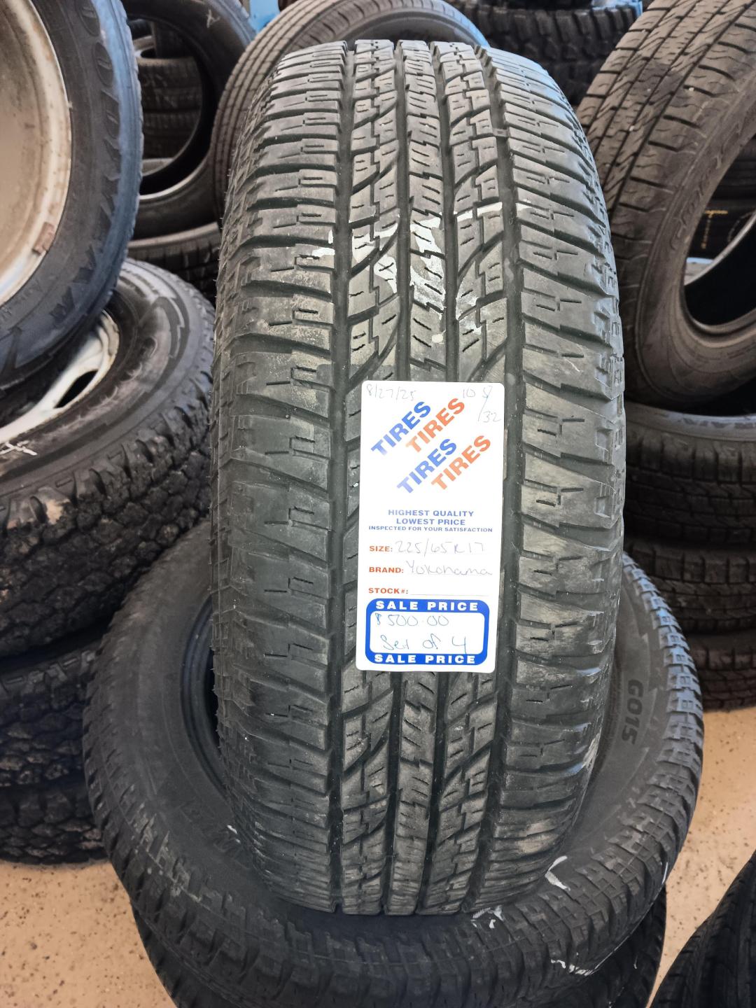 225/65R17 Yokohama Geolandar A/T Tires Set of 4