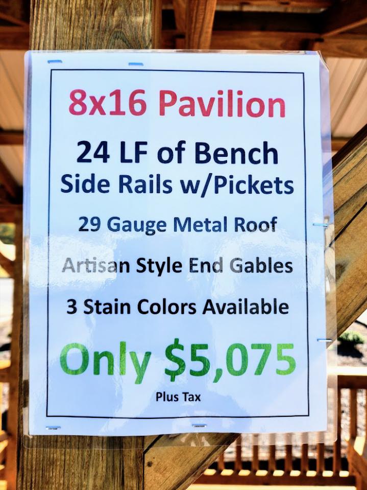 8x16 Pavilion Only $5075