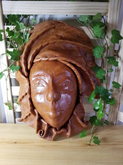 Brown Leather Tribal Face Mask