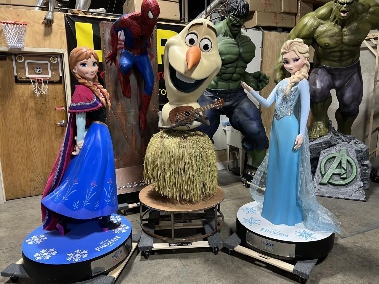 Life Size Disney Frozen Elsa and Anna with Olaf