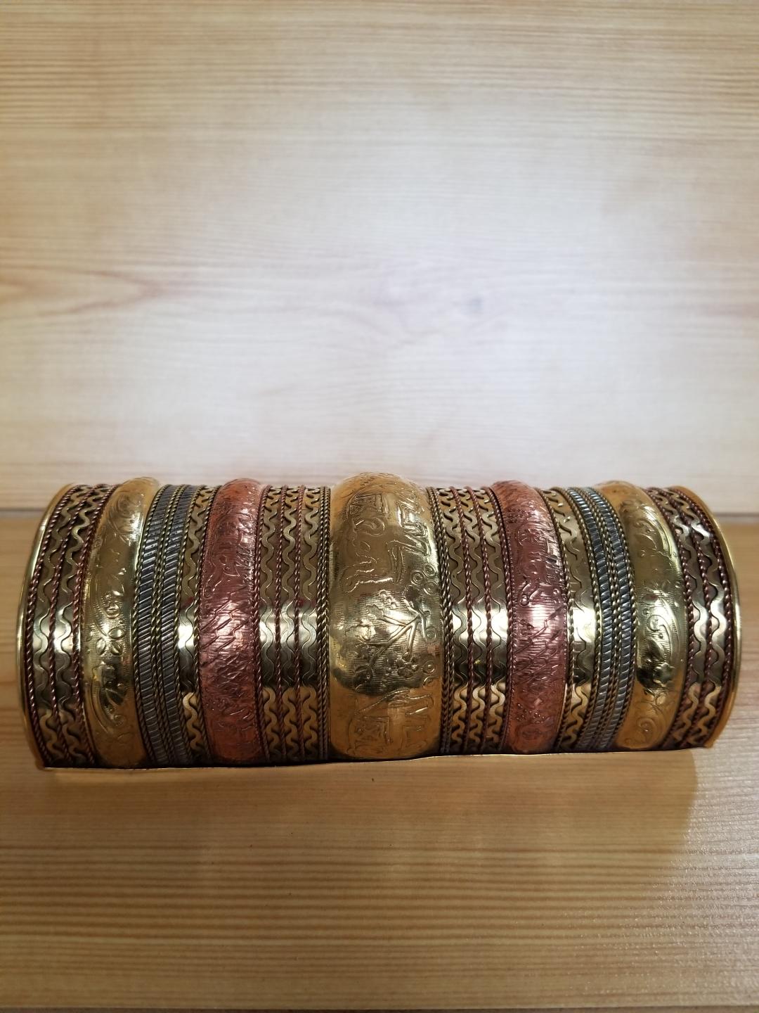 Long Brass and Copper Wrist Cuff