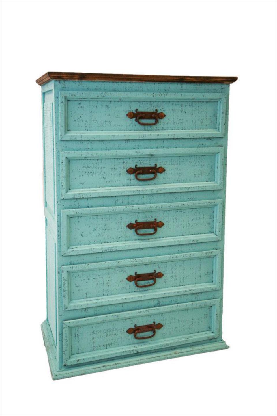 Turquoise 5 Drawer Chest