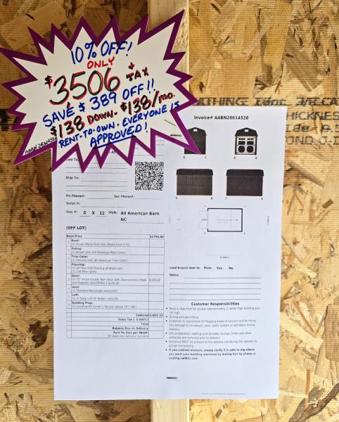 🔥10% OFF - SAVE $389 - 8x12 LOFTED BARN - $3,506 OR $138 DOWN & $138/MO - FREE DELIVERY & BLOCKS (50 miles)