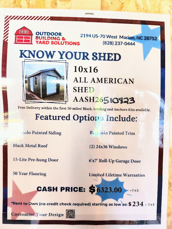 SAVE 10% or $632 OFF! 10x16 All American Garage! $200 Down and $234/mo + tax