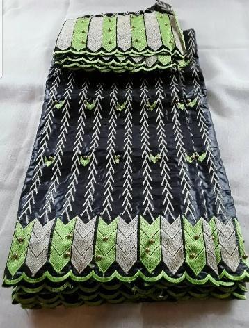 Black/Green/Gold Brocade Fabric