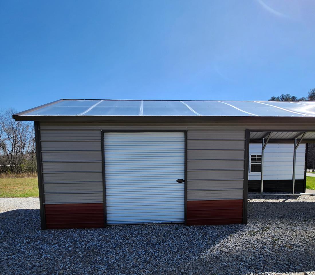 20% OFF! - SAVE $2,390 - ONLY $9,562 for this 12x35x8 Combo Unit with One-Half Double Poly Roof and lots of EXTRA FEATURES!