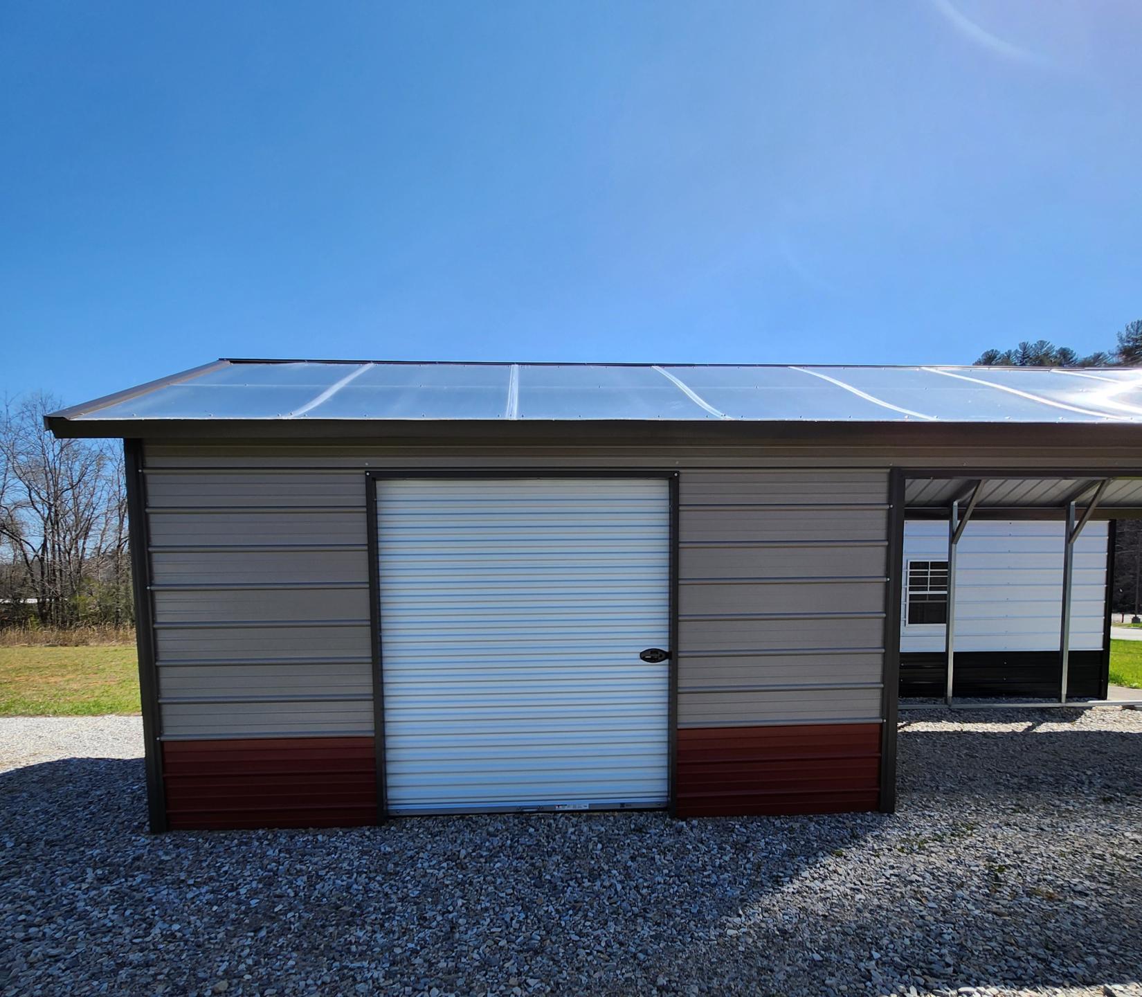 20% OFF! - SAVE $2,390 - ONLY $9,562 for this 12x35x8 Combo Unit with One-Half Double Poly Roof and lots of EXTRA FEATURES!