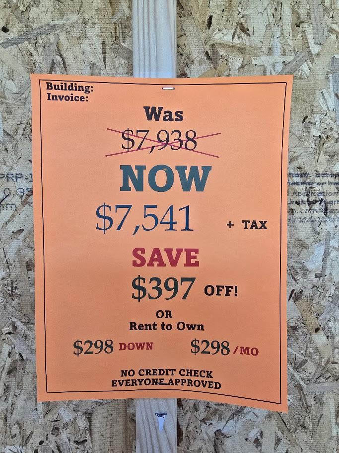 10x20 MODERN ESCAPE WITH ELECTRICAL - $7,541 or $298 DOWN -$298/MONTH - FREE DELIVERY & BLOCKS (50 miles)