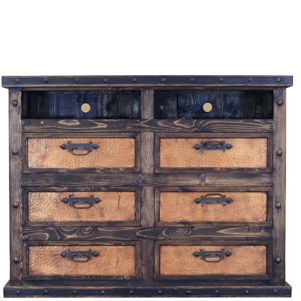Dresser/TV Stand W/Copper Drawers