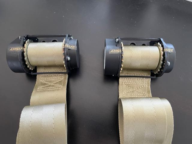 Amsafe Overhauled Inertia Reel Shoulder Harnesses. Color Fawn. New Old Stock.