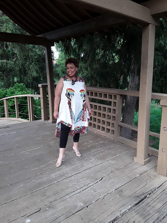 Multicolor African Print Umbrella Dress.