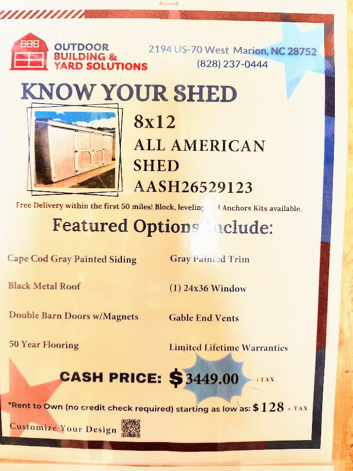 10% OR $344 OFF! ONLY $3,105 - 8x10 Bldg. - $200 DOWN & $128 / MO + tax!