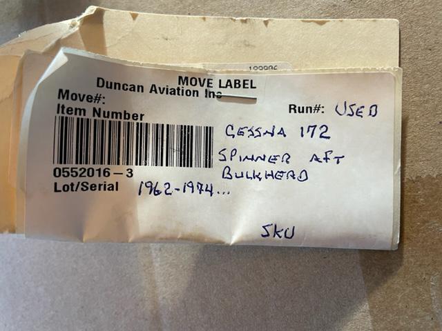 Cessna P172D Powermatic McCauley Constant Speed Spinner Aft Bulkhead Assembly. Used.