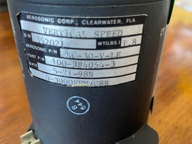 Beechcraft Aerosonic Instantaneous Vertical Speed Indicator. Used.