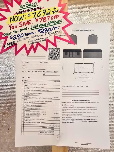 🔥$787 OFF -10x20 LOFTED BARN w/ELECT.RICAL - $7,092 - $280 DOWN & $280/MO - NO CREDIT CHECK - FREE DELIVERY & BLOCKS (50 miles)