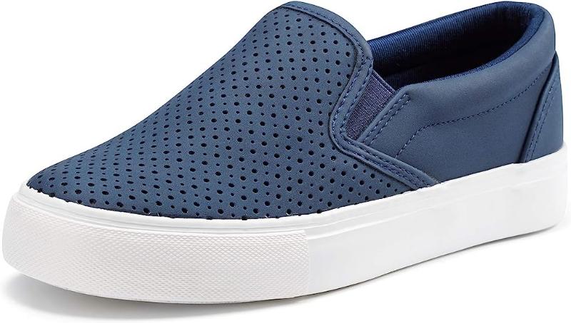 JENN ARDOR Women’s Fashion Sneakers Perforated Slip on Flats Comfortable Walking Casual Shoes