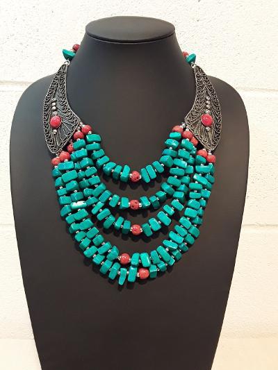 Beaded Turquoise Winged Necklace Set