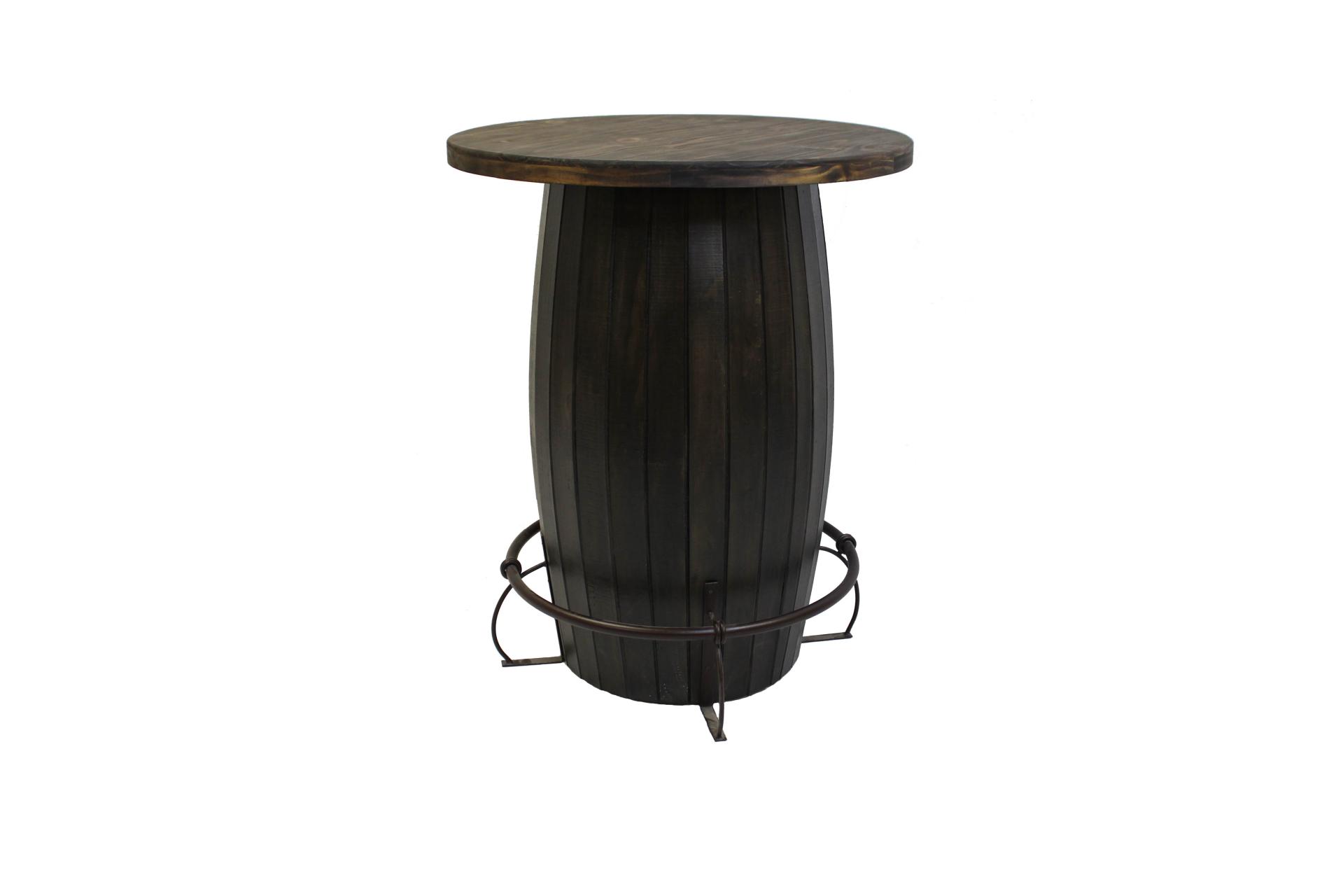 Rustic Barrel Bar Table and Four Barstools (WHITE)