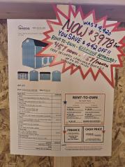 8x12 BARN W/ELECT RICAL PKG - $3,978 OR $157 DOWN & $157/MO - NO CREDIT CHECK - FREE DELIVERY & BLOCKS (50-MILES)