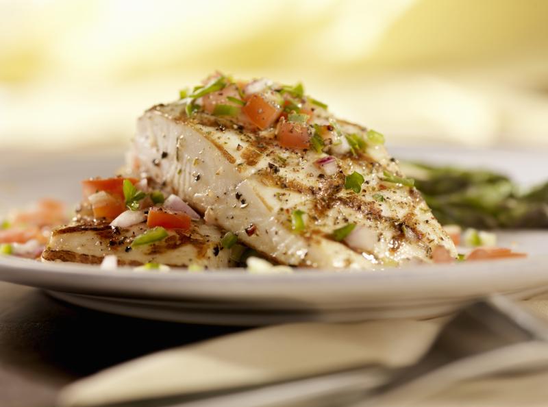 Grilled Halibut with Cilantro Garlic Butter