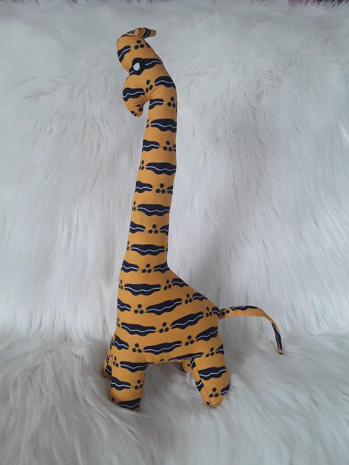 Handmade Stuffed African Fabric Giraffe