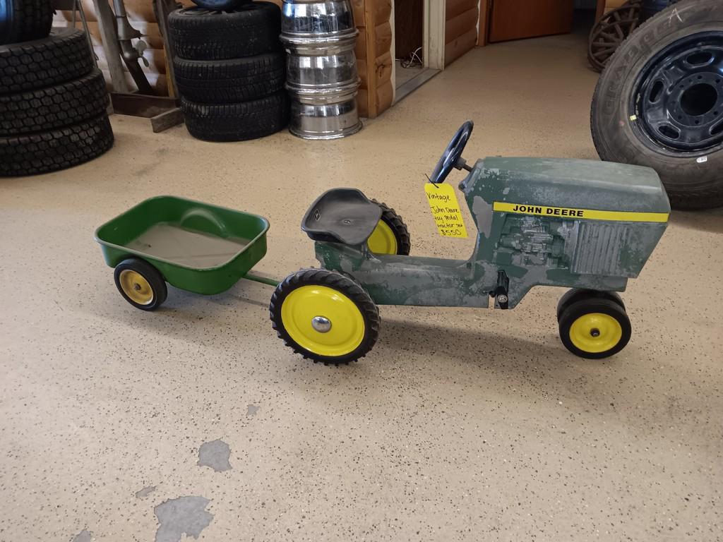 Vintage John Deere Pedal Tractor with Wagon - Lot # 123