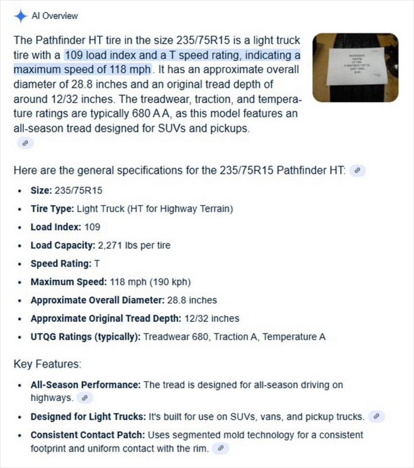 235/75R15 Pathfinder HT Tires Set of 4