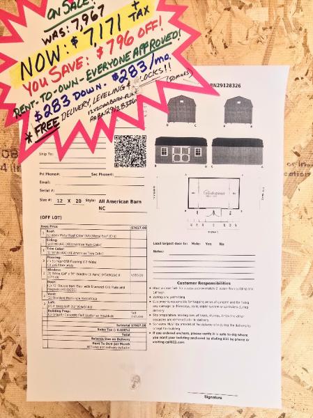 🔥SAVE $796 - 12x20 LOFTED BARN -  $7,171 or $283 DOWN & $283/MO - NO CREDIT CHECK - FREE DELIVERY & BLOCKS (50 miles)