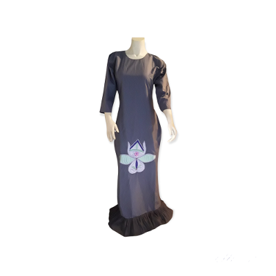 Grey Embroidered Mermaid Dress