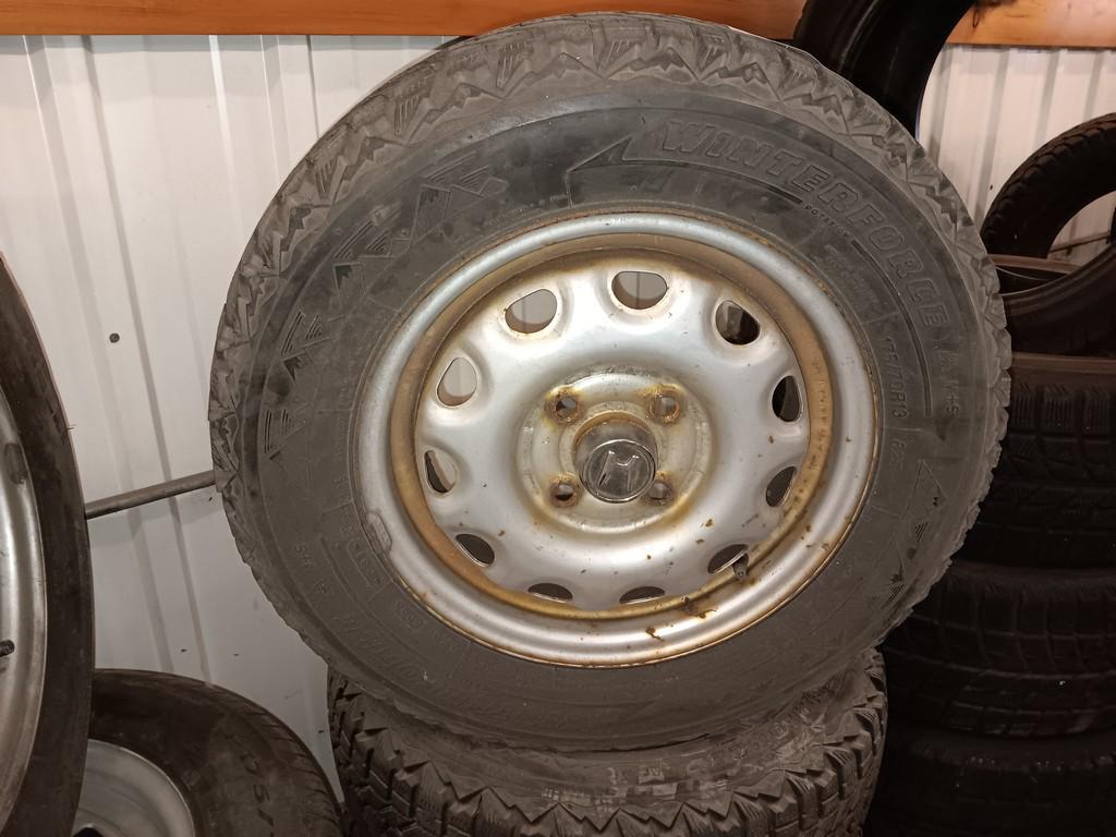 175/70R13 Firestone Winterforce Tires with 4 Bolt Honda Rims Set of 4