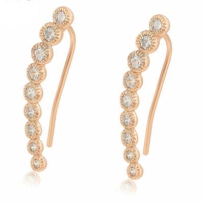 Cubic Zirconia Bezel Ear Climbers Earrings