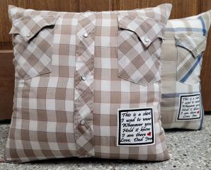 Memory pillow made from Loved Ones Shirts.