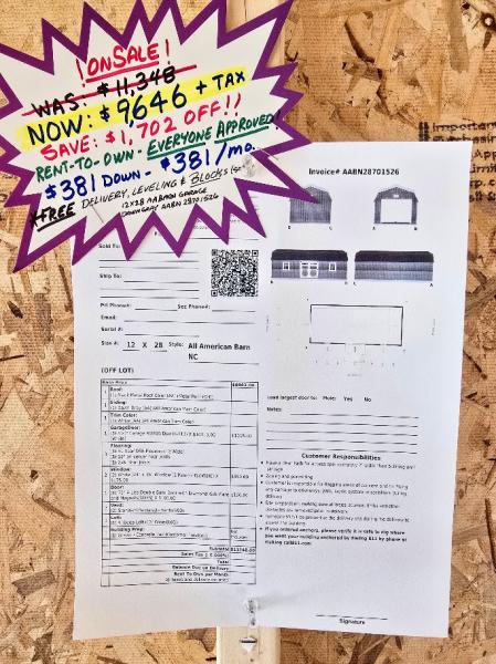 🔥15% OFF - SAVE $1,702 12X28 GARAGE $9,646  $381 DOWN - $381/MO - NO CREDIT CHECK - FREE DELIVERY & BLOCKS! (50 miles)