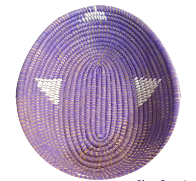 Purple and White Decorative Handcrafted Oval Versatile Senegalese Basket.