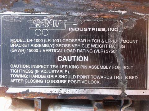 1900 RBW 15000 lb 5th wheel hitch - Isanti, MN