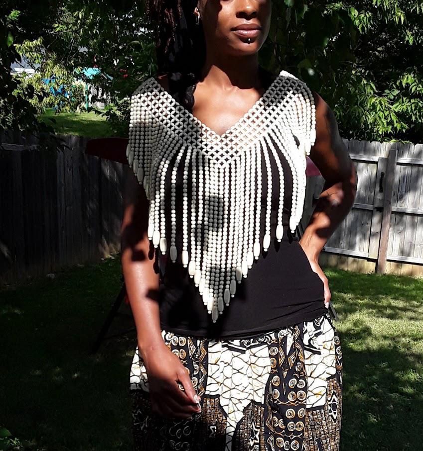 Traditional African Nigerian Over the Shoulder Wedding Attire/Beaded Cape