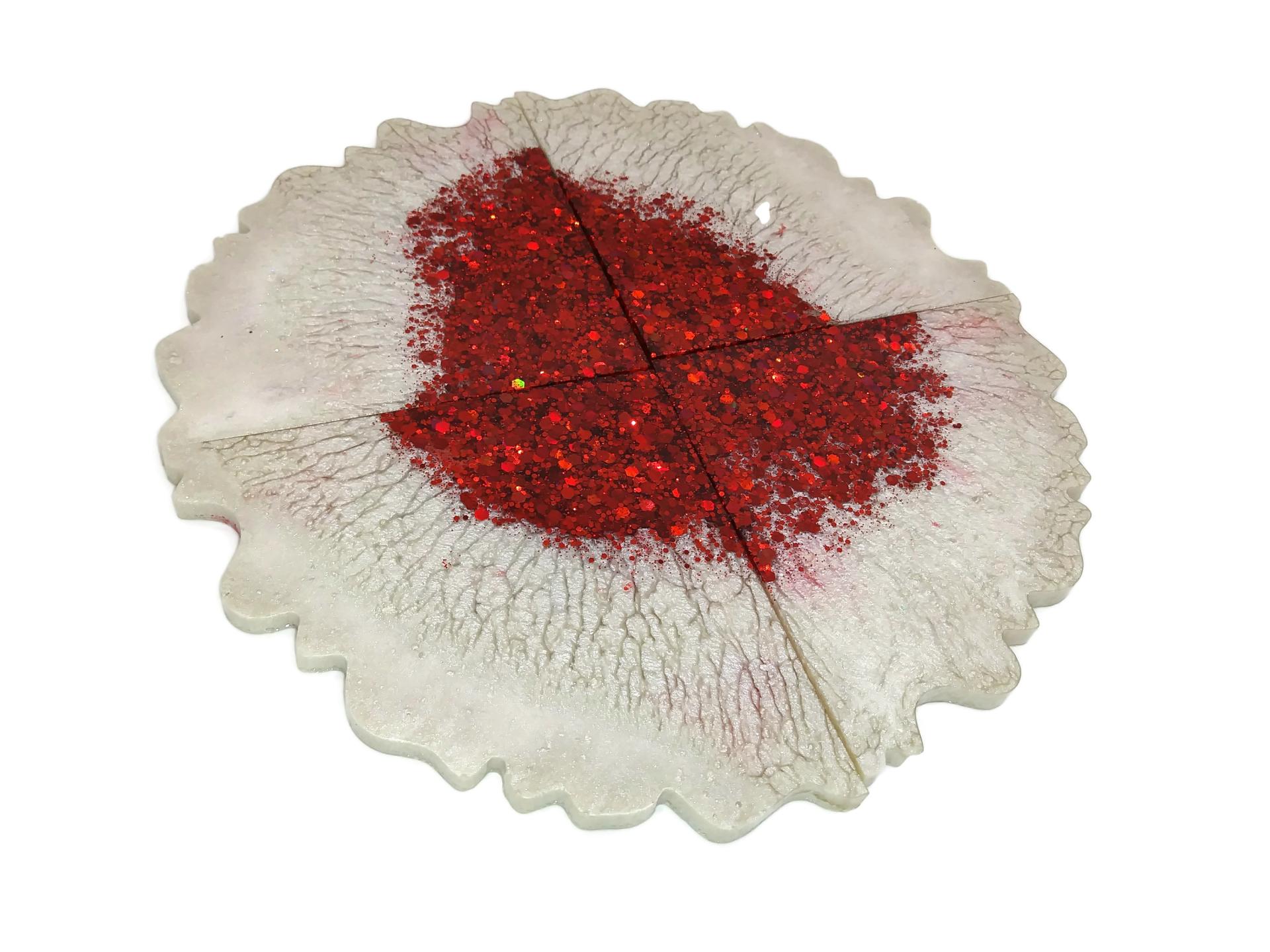 Red and White geo coasters