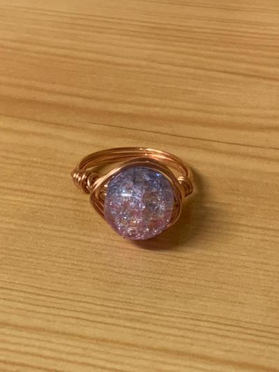 Pink and Blue Copper Ring