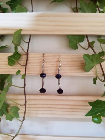 Silver And Crystal Long Drop Earrings